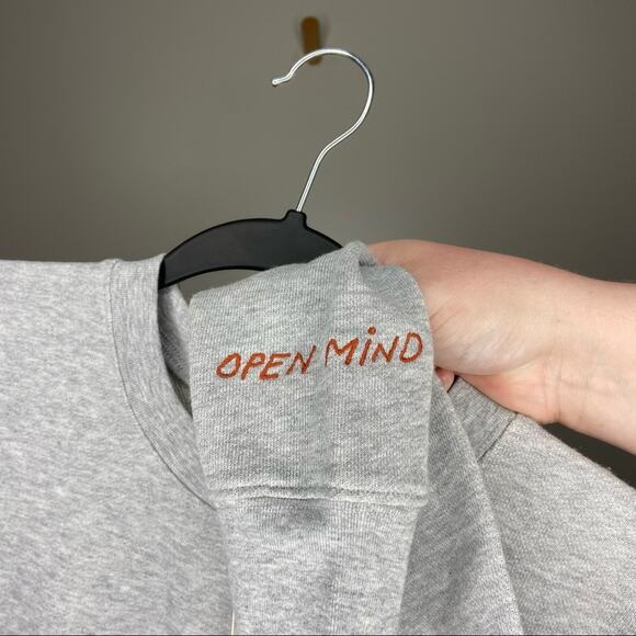 NWT MADEWELL Open Heart Mind Embroidered Sweatshirt Gray Crew Neck XXS - Picture 6 of 6
